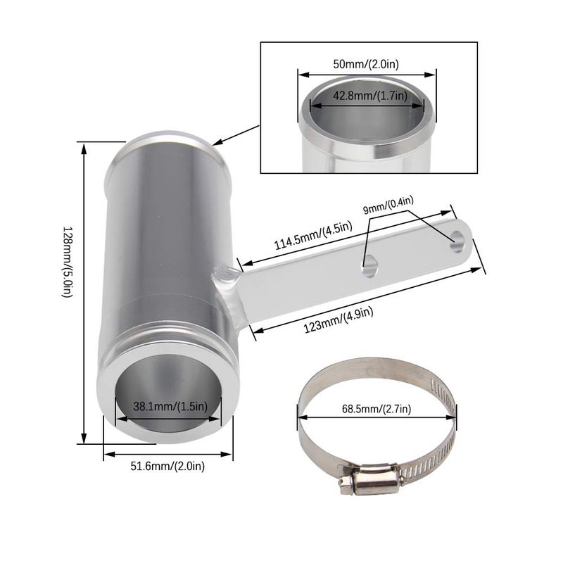 WENJTP Aluminum Turbo Resonator Eliminator Upgrade Fix Repair Compatible with 2004 2005 2006 Dodge Freightliner Sprinter 2500 3500 Replace # 2148685520 - Image 4